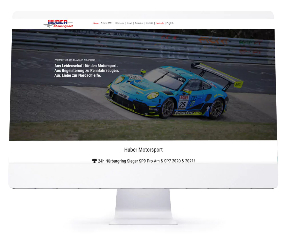Webdesign Referenzen für Webseiten und Online-Shops - Huber Motorsport